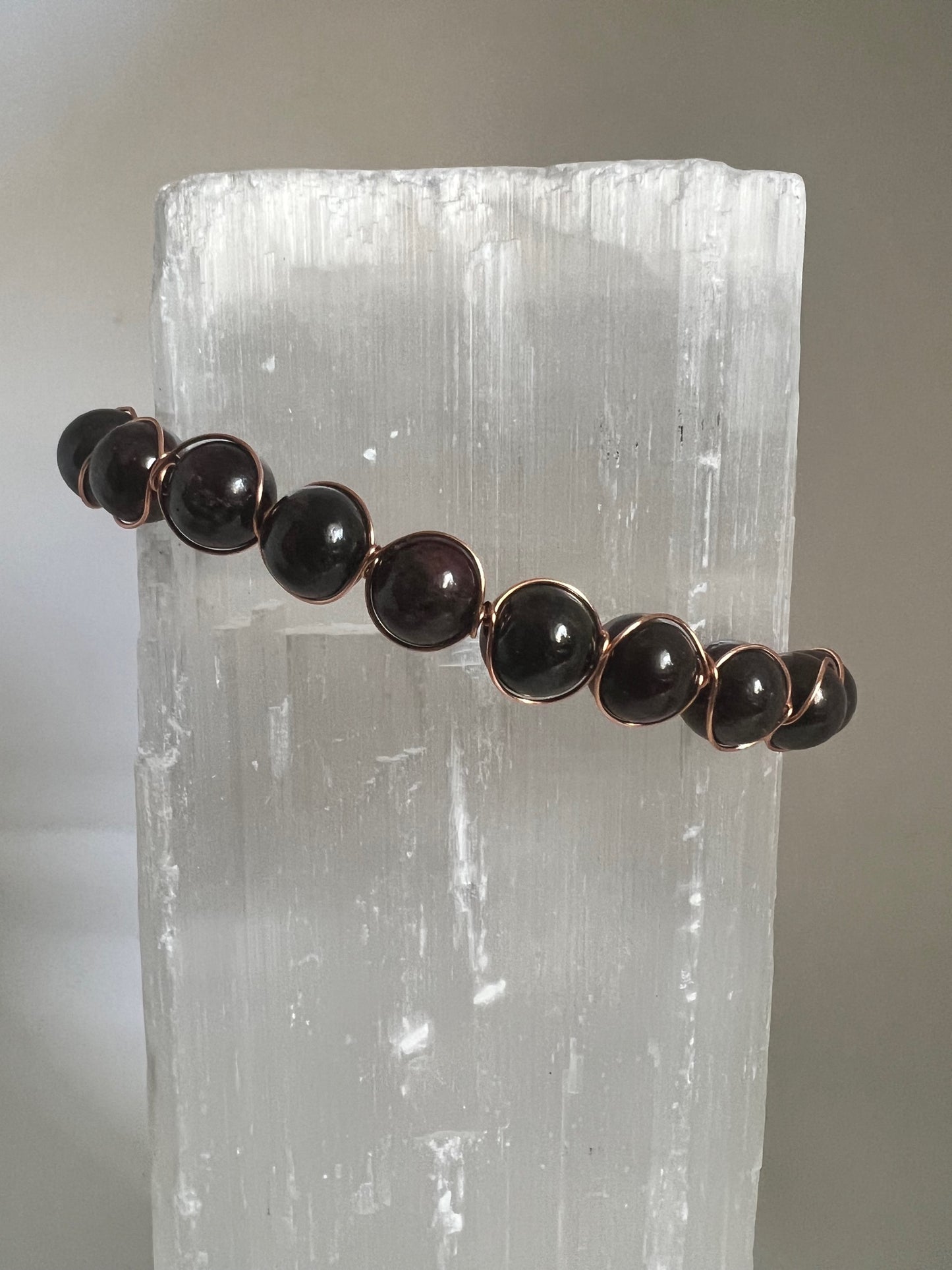 Handcrafted Wire Wrapped Adjustable Garnet Bracelet