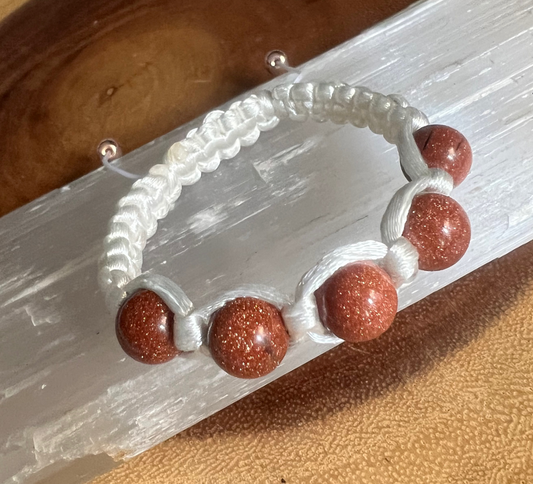 Adjustable Goldstone Macrame Bracelet